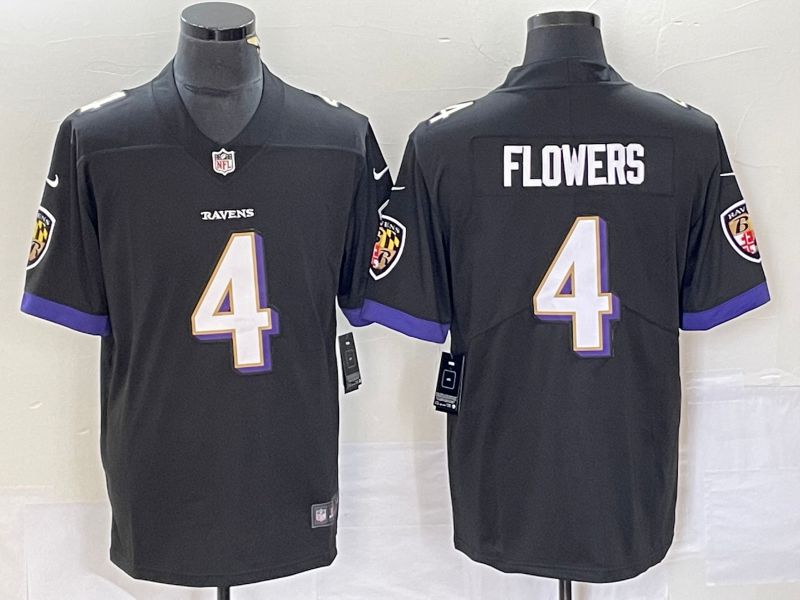 Men Baltimore Ravens 4 Flowers Black Nike Vapor Limited NFL Jersey